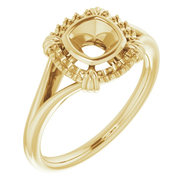 10K Yellow 5 mm Cushion Ring Mounting