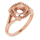 14K Rose 6mm Cushion Ring Mounting