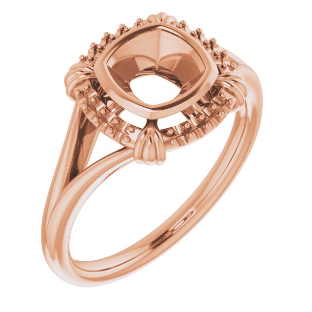 14K Rose 6mm Cushion Ring Mounting