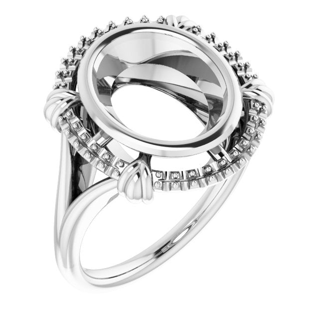 10K White 11x9 mm Oval Ring Mounting