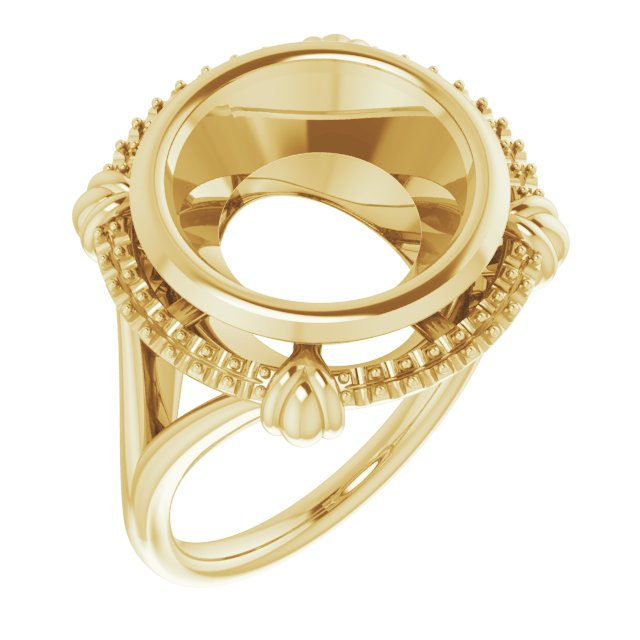 10K Yellow 12mm Round Ring Mounting