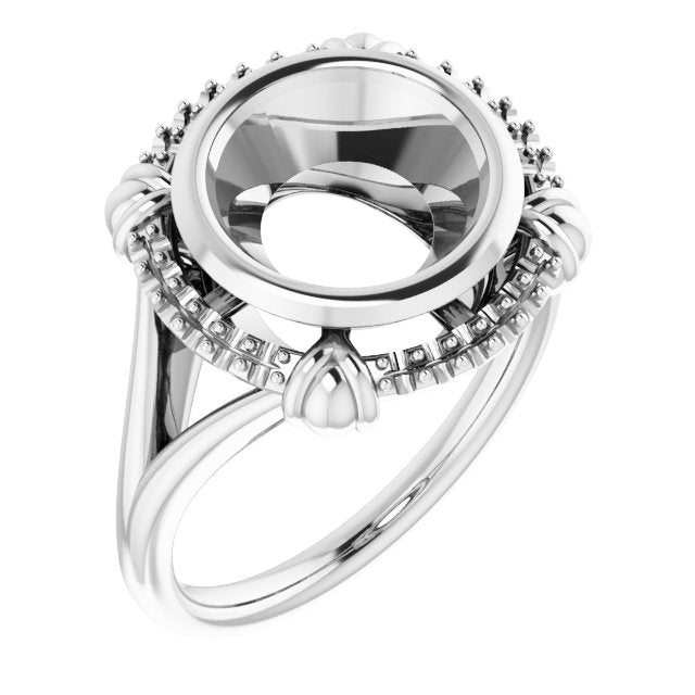 10K White 9.4mm Round Ring Mounting