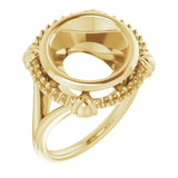14K Yellow 11mm Round Ring Mounting