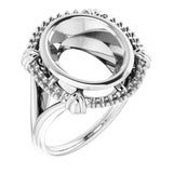 14K White 12x10 mm Oval Ring Mounting