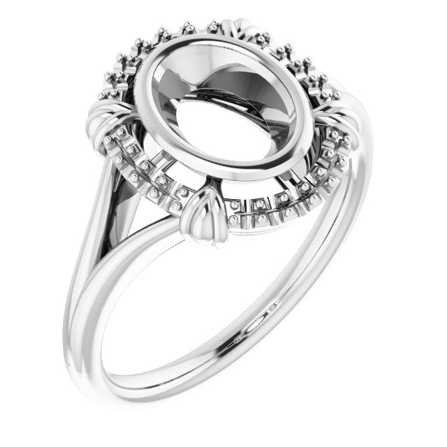 10K White 8x6 mm Oval Ring Mounting