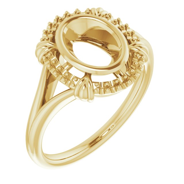 10K Yellow 8x6 mm Oval Ring Mounting