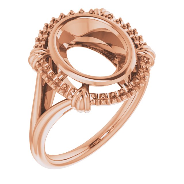 10K Rose 10x8 mm Oval Ring Mounting