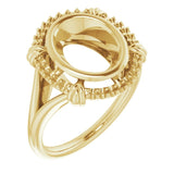 10K Yellow 10x8 mm Oval Ring Mounting