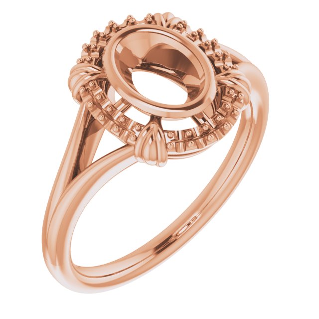 14K Rose 7x5 mm Oval Ring Mounting