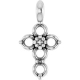 14K White 2mm Round Cross Pendant Mounting