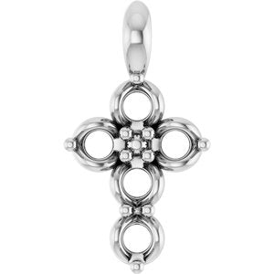 Platinum 2mm Round Cross Pendant Mounting