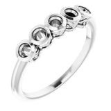14K White Five-Stone Bezel Set Ring Mounting