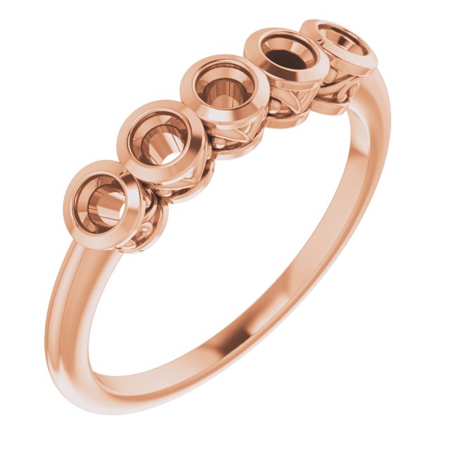 14K Rose Five-Stone Bezel Set Ring Mounting