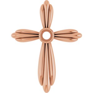 14K Rose 2.5 mm Round Bezel Set Cross Pendant Mounting