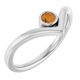 Sterling Silver Natural Citrine Bezel Set V Ring