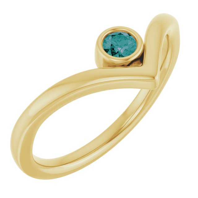 14K Yellow Natural Natural Alexandrite Bezel Set V Ring
