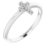 14K White .03 CTW Natural Diamond Stackable Cross Ring