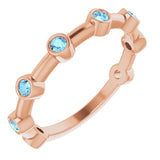 14K Rose Natural Aquamarine Bezel Set Bar Ring