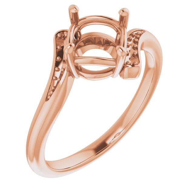 10K Rose 7mm Round Ring Mounting