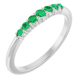 Platinum Natural Emerald Stackable Ring