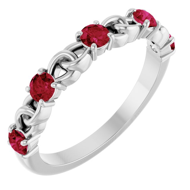 14K White Lab-Grown Ruby Stackable Ring