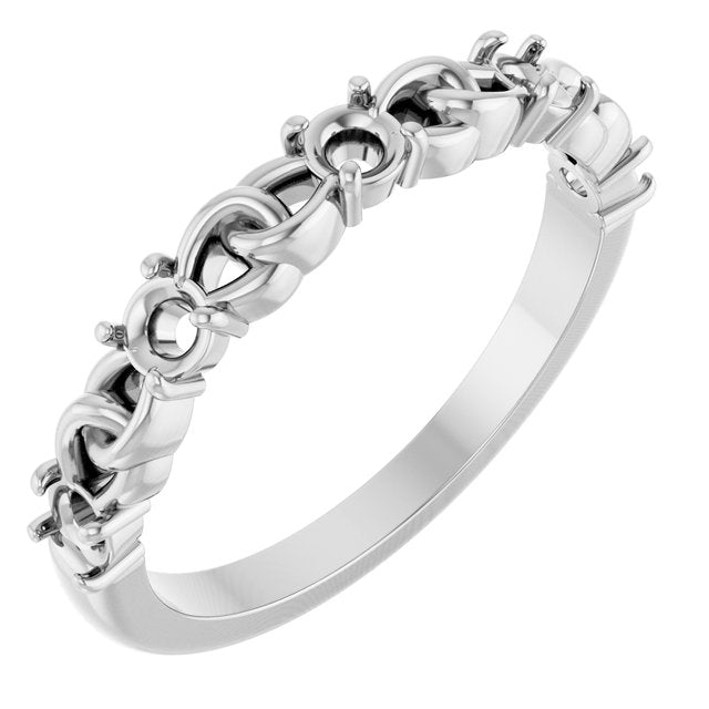 Platinum accented stackable link ring mounting