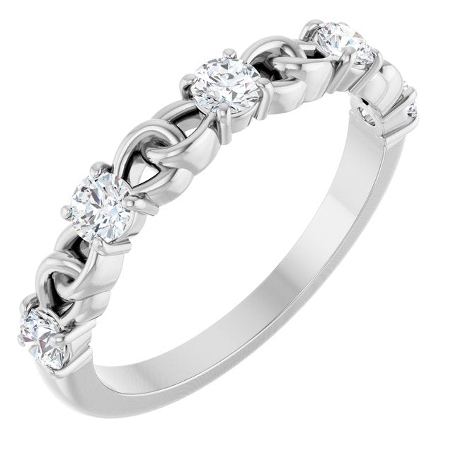 14K White 1/2 CTW Natural Diamond Stackable Ring