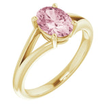 72019 / Solitaire / Ring / Set / 14K Yellow / Natural Pink Morganite / Oval / 8 X ​​6 Mm / Polished / Natural Pink Morganite Ring