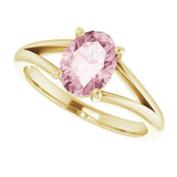 72019 / Solitaire / Ring / Set / 14K Yellow / Natural Pink Morganite / Oval / 8 X ​​6 Mm / Polished / Natural Pink Morganite Ring