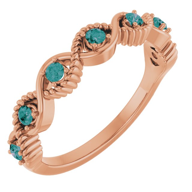 14K Rose Lab-Grown Alexandrite Stackable Ring