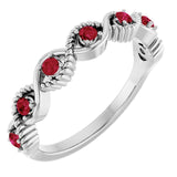 Platinum Natural Ruby Stackable Ring