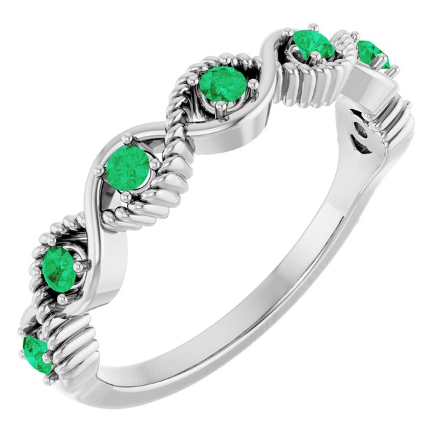 Platinum Lab-Grown Emerald Stackable Ring