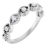 14K White Natural White Sapphire Stackable Ring