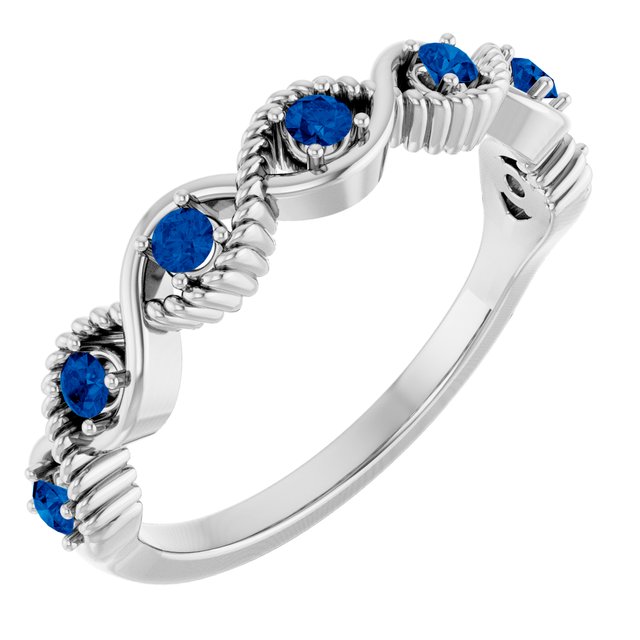 Platinum Lab-Grown Blue Sapphire Stackable Ring
