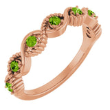 14K Rose Natural Peridot Stackable Ring