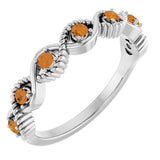 14K White Natural Citrine Stackable Ring