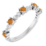 14K White Natural Citrine &amp; 1/6 CTW Natural Diamond Ring