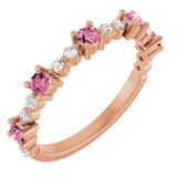 14K Rose Natural Pink Tourmaline &amp; 1/6 CTW Natural Diamond Ring