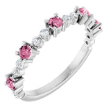 14K White Natural Pink Tourmaline &amp; 1/6 CTW Natural Diamond Ring