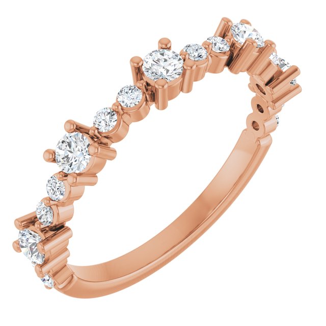 14K Rose Natural White Sapphire &amp; 1/6 CTW Natural Diamond Ring