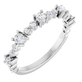14K White Natural White Sapphire &amp; 1/6 CTW Natural Diamond Ring