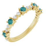 14K Yellow Lab-Grown Alexandrite &amp; 1/6 CTW Natural Diamond Ring