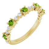 14K Yellow Natural Peridot &amp; 1/6 CTW Natural Diamond Ring
