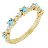 14K Yellow Natural Aquamarine &amp; 1/6 CTW Natural Diamond Ring