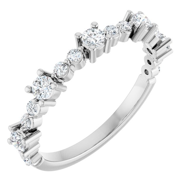 Platinum Natural White Sapphire &amp; 1/6 CTW Natural Diamond Ring