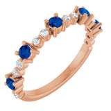 14K Rose Lab-Grown Blue Sapphire &amp; 1/6 CTW Natural Diamond Ring