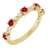 14K Yellow Lab-Grown Ruby &amp; 1/6 CTW Natural Diamond Ring