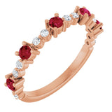 14K Rose Natural Ruby &amp; 1/6 CTW Natural Diamond Ring