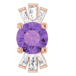 14K Rose Natural Amethyst &amp; 1/6 CTW Natural Diamond Pendant