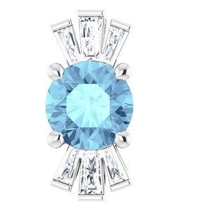 14K White Natural Aquamarine &amp; 1/6 CTW Natural Diamond Pendant